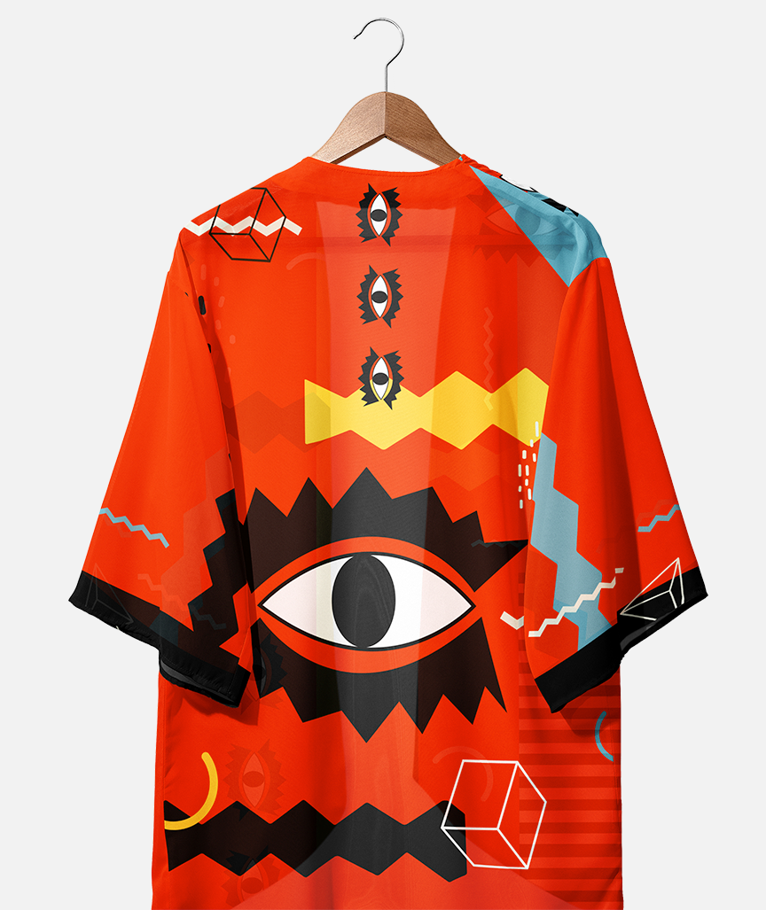 Eye Browse Kimono in rot